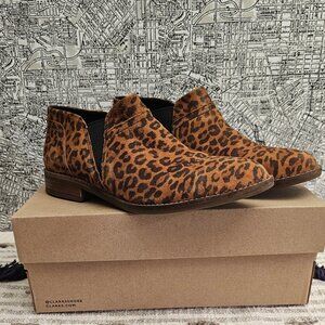 Clarks Leopard Print Leather/Suede Ankle Booties